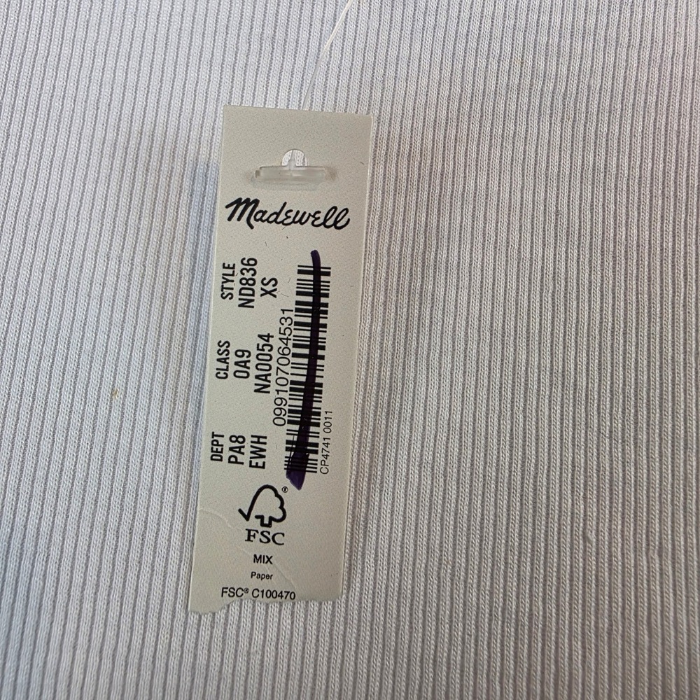 NWT! Madewell Women’s White Ribbed
Supima Cotton Short Sleeve Tee ND 836 XS - Picture 3 of 8